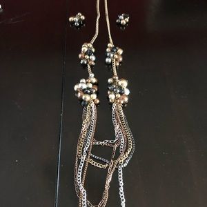 Long multitone necklace and earrings